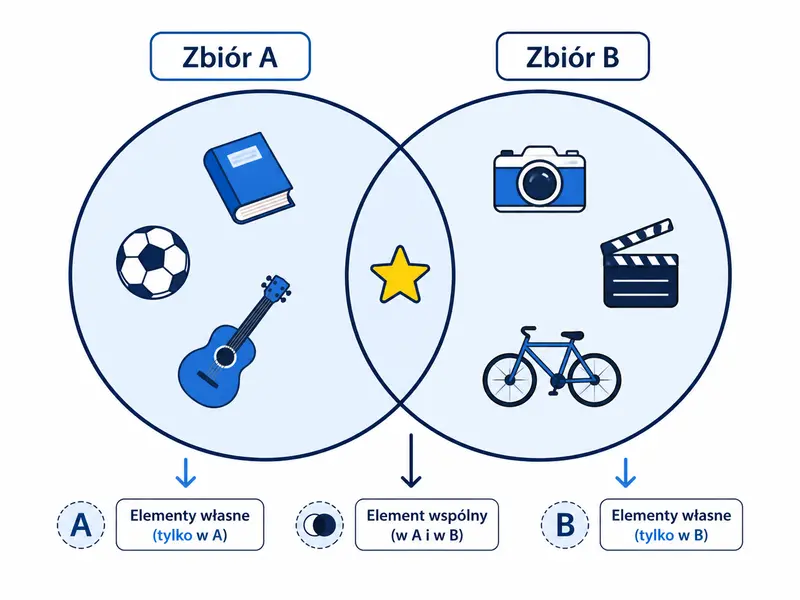 Zbiór zachowuje obecność elementu, ale nie liczbę jego powtórzeń ani pozycję.