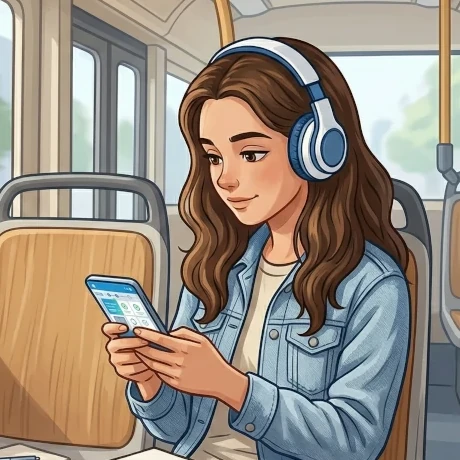 Student using the learning platform